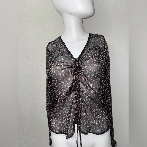 ALLSAINTS Eliana Ditz Floral Top NWT S Pink - Picture 4 of 6